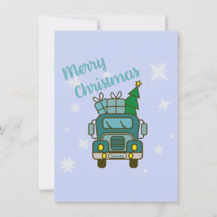 Santa truck front view Merry Christmas Invitation