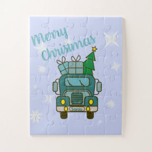 Santa truck front view Merry Christmas Jigsaw Puzzle