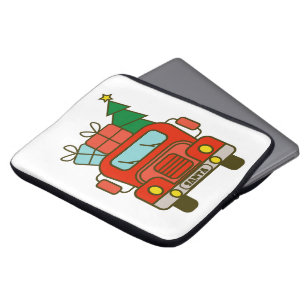 Santa truck front view Merry Christmas Laptop Sleeve