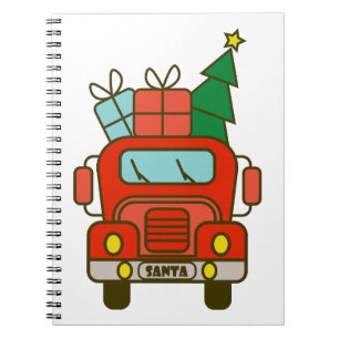 Santa truck front view Merry Christmas Notebook