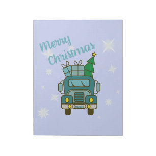 Santa truck front view Merry Christmas Notepad