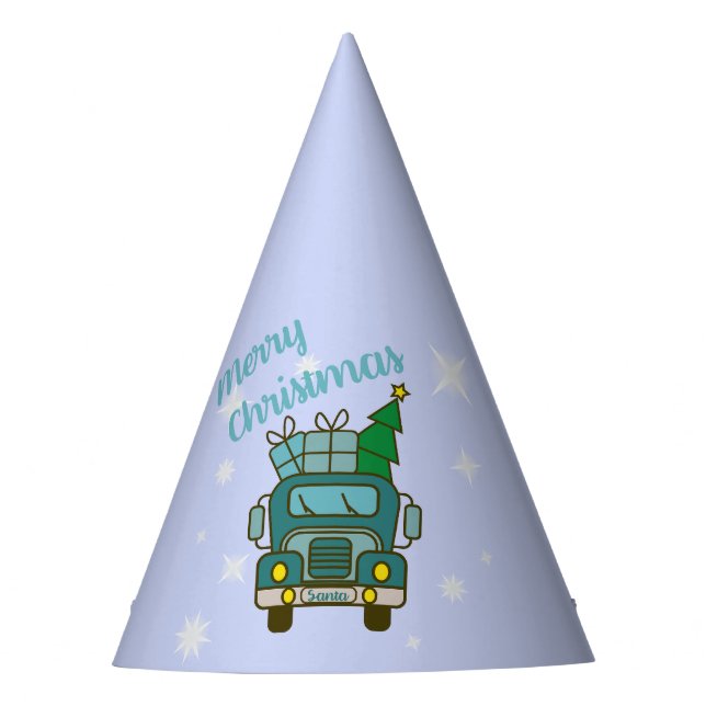 Santa truck front view Merry Christmas Party Hat (Front)