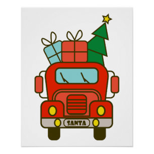 Santa truck front view Merry Christmas Poster