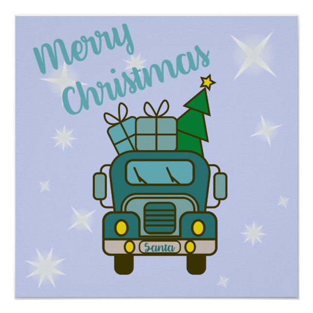 Santa truck front view Merry Christmas Poster (Front)