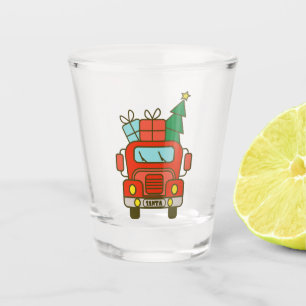 Santa truck front view Merry Christmas Shot Glass