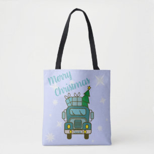 Santa truck front view Merry Christmas Tote Bag