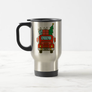 Santa truck front view Merry Christmas Travel Mug