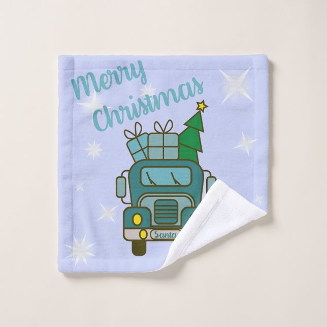 Santa truck front view Merry Christmas Wash Cloth (Wash Cloth)
