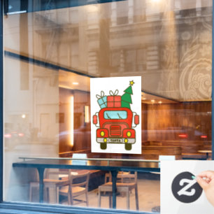 Santa truck front view Merry Christmas Window Cling