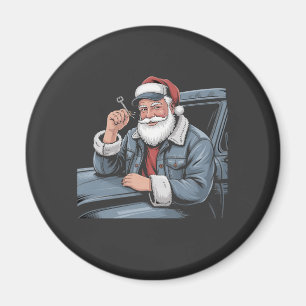 Santa Truck Rigging Funny Truck Driver Christmas Magnet