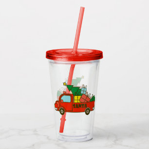 Santa truck side view Merry Christmas Acrylic Tumbler
