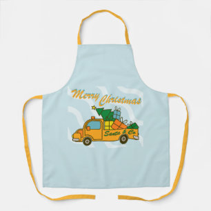 Santa truck side view Merry Christmas Apron