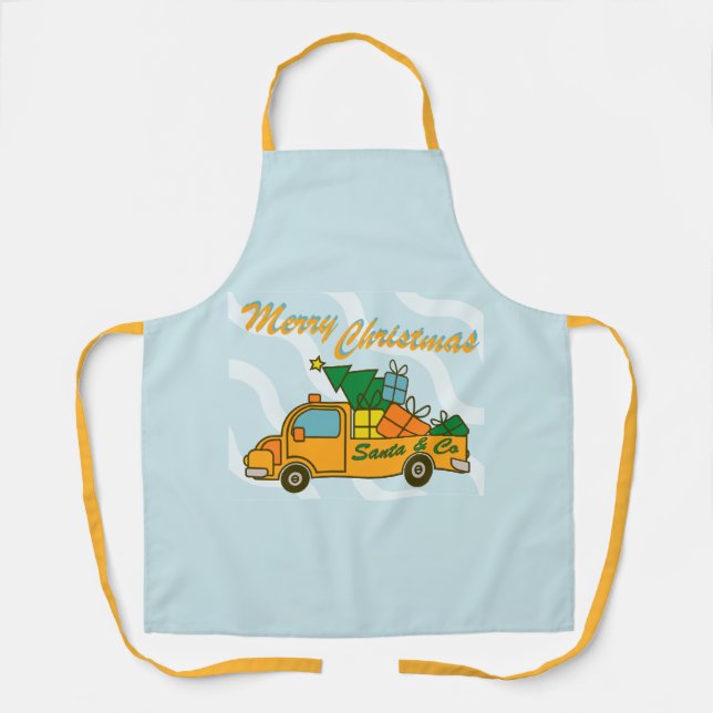 Santa truck side view Merry Christmas Apron (Front)