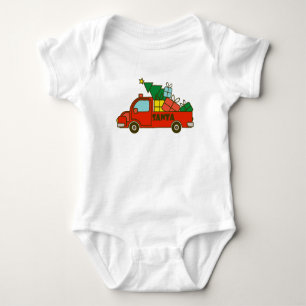 Santa truck side view Merry Christmas Baby Bodysuit