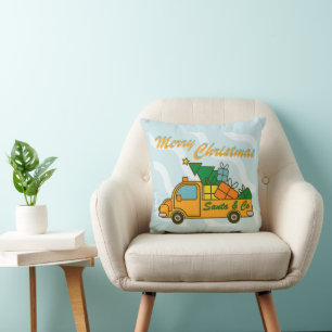 Santa truck side view Merry Christmas Cushion