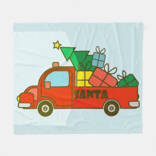 Santa truck side view Merry Christmas Fleece Blanket