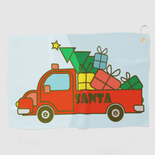 Santa truck side view Merry Christmas Golf Towel