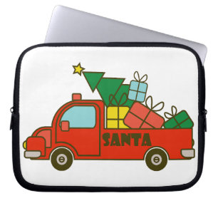 Santa truck side view Merry Christmas Laptop Sleeve