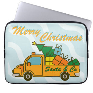 Santa truck side view Merry Christmas Laptop Sleeve