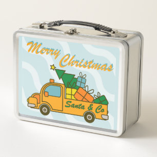 Santa truck side view Merry Christmas Metal Lunch Box