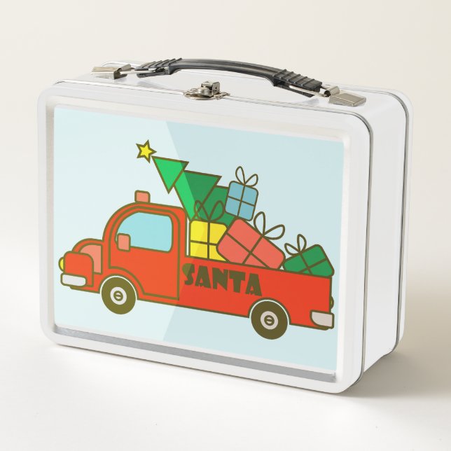 Santa truck side view Merry Christmas Metal Lunch Box (Front)