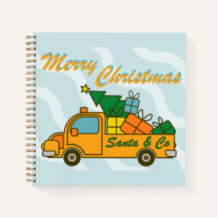 Santa truck side view Merry Christmas Notebook
