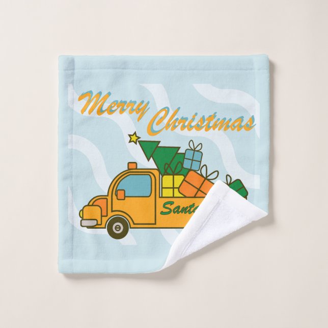 Santa truck side view Merry Christmas Wash Cloth (Wash Cloth)