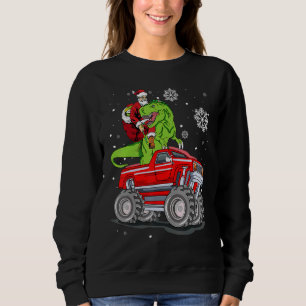 Santa Truck TRex Kids Christmas Dinosaur Rex Boys Sweatshirt