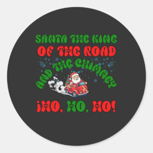 Santa Trucker Christmas Road King Holiday Festive  Classic Round Sticker