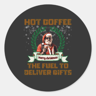 Santa Trucker Coffee Holiday Delivery Christmas Ro Classic Round Sticker
