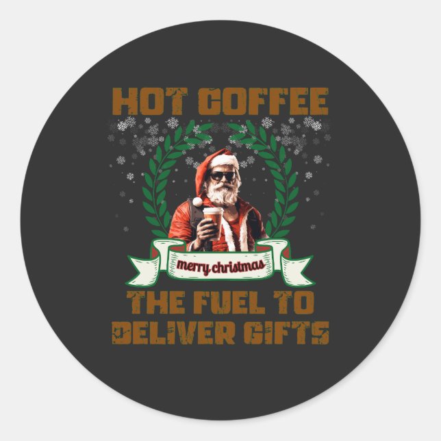 Santa Trucker Coffee Holiday Delivery Christmas Ro Classic Round Sticker (Front)