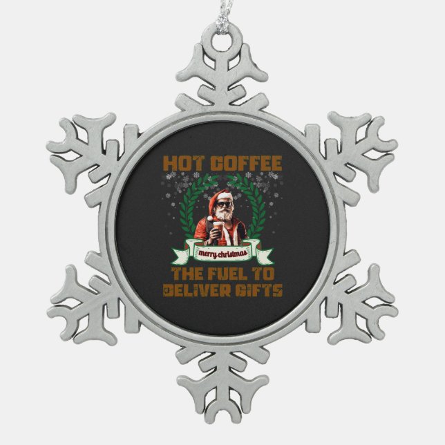 Santa Trucker Coffee Holiday Delivery Christmas Ro Snowflake Pewter Christmas Ornament (Front)