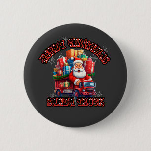 Santa Trucker Kids Christmas Festive Holiday Magic 6 Cm Round Badge