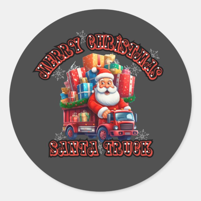 Santa Trucker Kids Christmas Festive Holiday Magic Classic Round Sticker (Front)