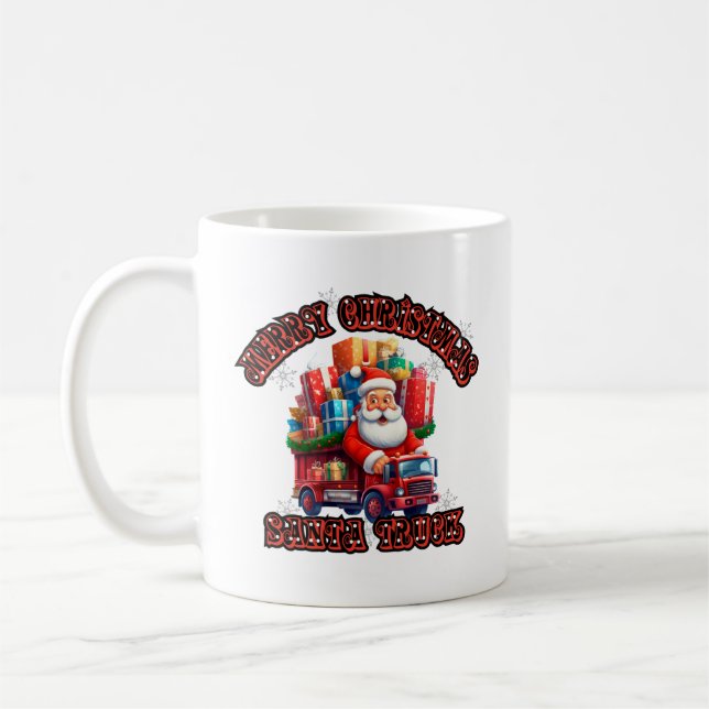 Santa Trucker Kids Christmas Festive Holiday Magic Coffee Mug (Left)