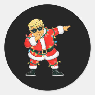 Santa Trump Christmas Dab Xmas Men Women Kids Tank Classic Round Sticker