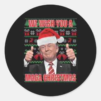 Santa Trump Christmas Humour Funny Trump Xmas 2  Classic Round Sticker