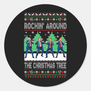 Santa Trump Dance Dancing Rocking Around The Chris Classic Round Sticker
