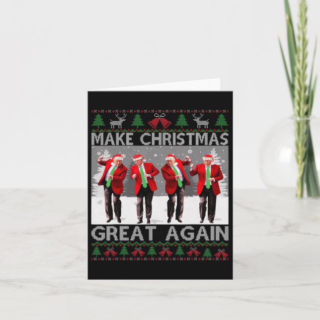 Santa Trump Dance Make Christmas Great Again Ugly  Card (Front)