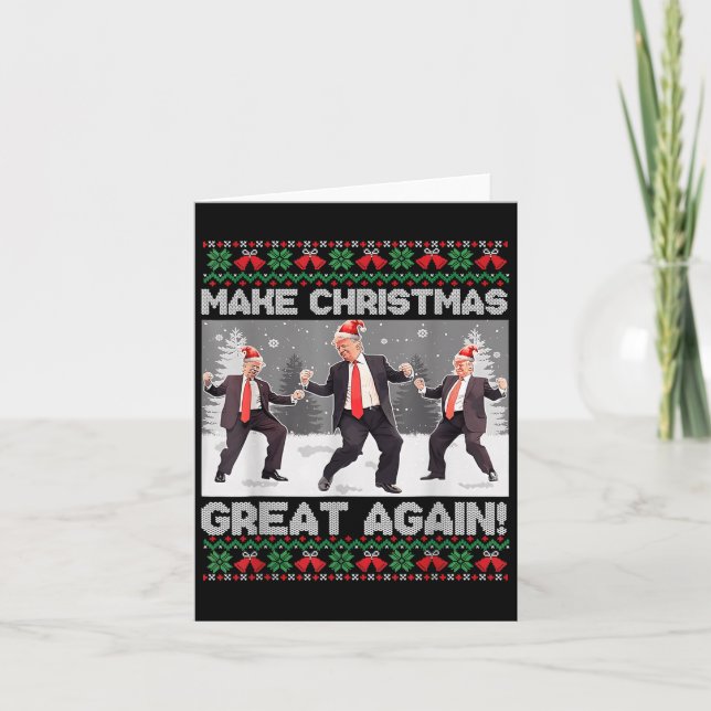 Santa Trump Dance Make Christmas Great Again Ugly  Card (Front)