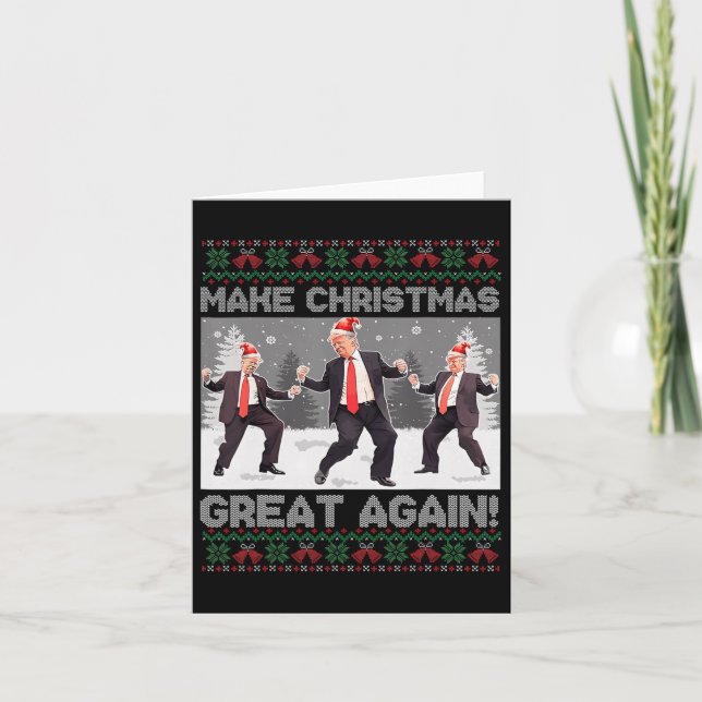 Santa Trump Dance Make Christmas Great Again Ugly  Card (Front)