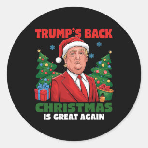 Santa Trump Dance Make Christmas Great Again Ugly Classic Round Sticker