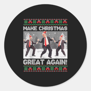 Santa Trump Dance Make Christmas Great Again Ugly Classic Round Sticker