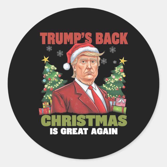 Santa Trump Dance Make Christmas Great Again Ugly  Classic Round Sticker (Front)