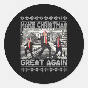 Santa Trump Dance Make Christmas Great Again Ugly Classic Round Sticker