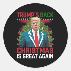 Santa Trump Dance Make Christmas Great Again Ugly  Classic Round Sticker