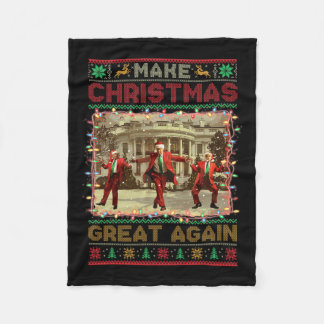 Santa Trump Dance Make Christmas Great Again Ugly  Fleece Blanket