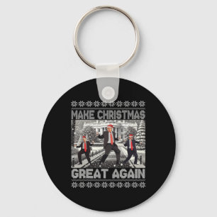 Santa Trump Dance Make Christmas Great Again Ugly Key Ring