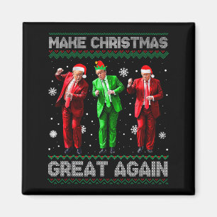 Santa Trump Dance Make Christmas Great Again Ugly  Magnet