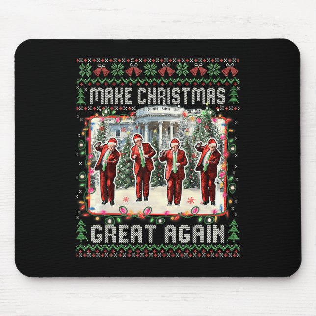 Santa Trump Dance Make Christmas Great Again Ugly  Mouse Mat (Front)